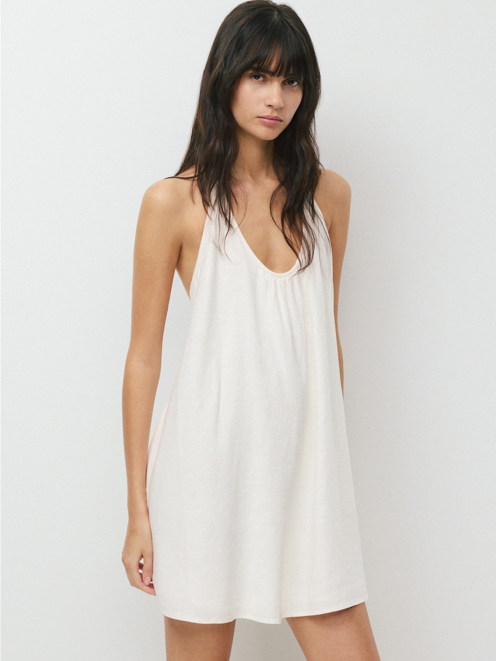 Aritzia bora linen halter dress